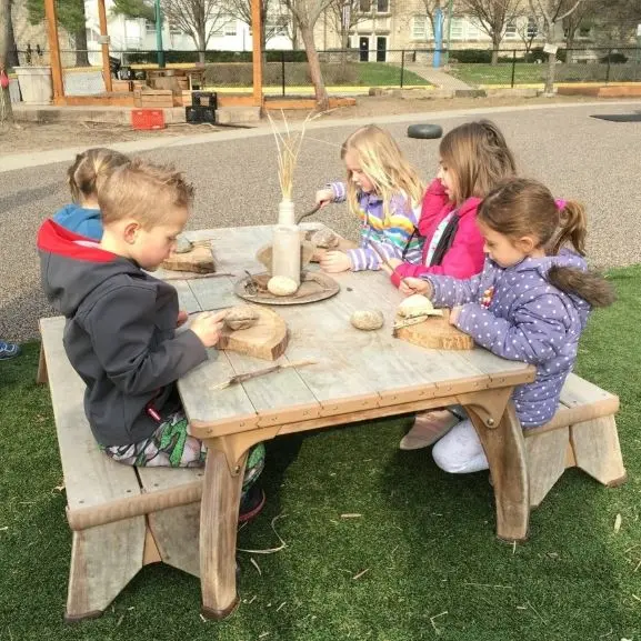kids at a picnic table
